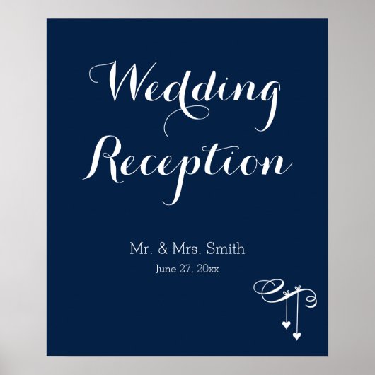 Poster Symbole de réception customisé Marine Blue Wedding (Devant)