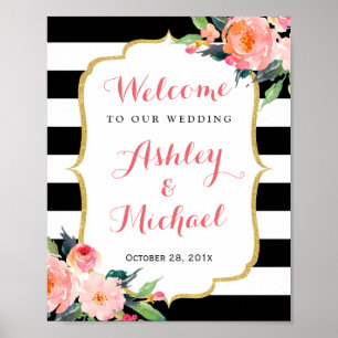 Poster Symbole de réception de mariage Aquarelle Botaniqu