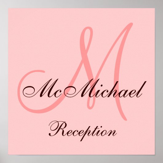 Poster Symbole de réception de mariage Brown rose Monogra (Devant)