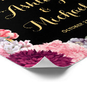 Poster Symbole de réception de mariage Burgundy Flore (Coin)