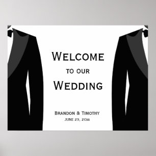Poster Symbole De Réception De Mariage Gay Noir Et Blanc