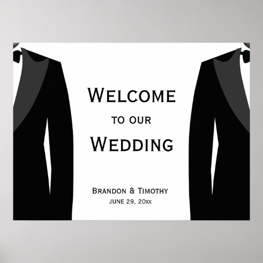 Poster Symbole De Réception De Mariage Gay Noir Et Blanc (Devant)