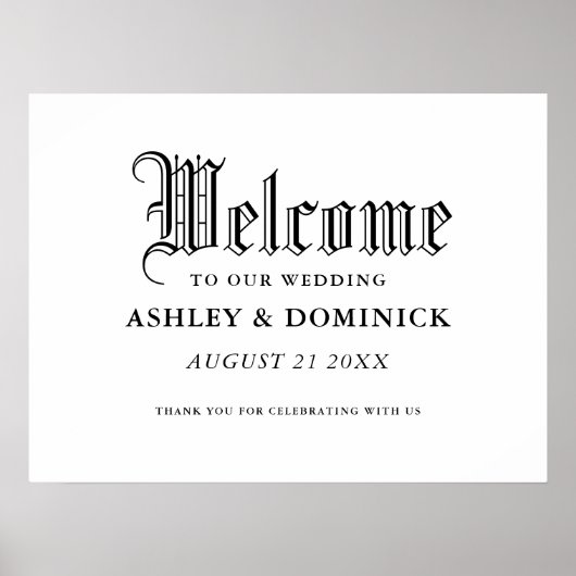 Poster Symbole de réception de mariage gothique simple (Devant)