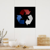 Poster Symbole de recyclage rouge, blanc et bleu (Cuisine)
