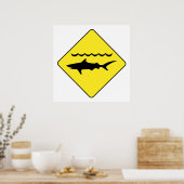 Poster Symbole de "requin avertisseur" jaune (Cuisine)