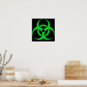 Poster Symbole de risque biologique vert (Cuisine)