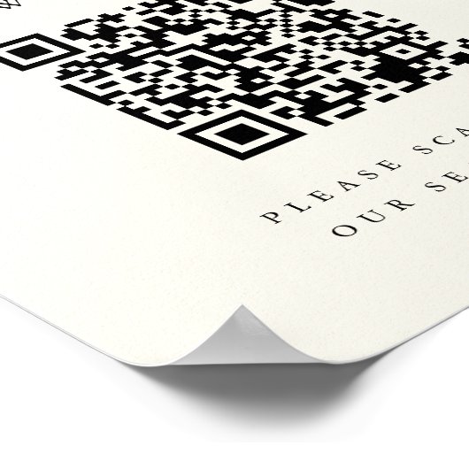 Poster Symbole de siège Mariage de code QR de Black & Ecr (Coin)