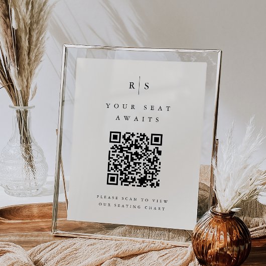 Poster Symbole de siège Mariage de code QR de Black & Ecr