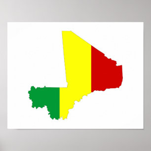 Poster symbole de silhouette de forme de carte de drapeau
