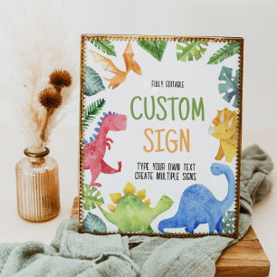 Poster Symbole de table de fête d'anniversaire des dinosa