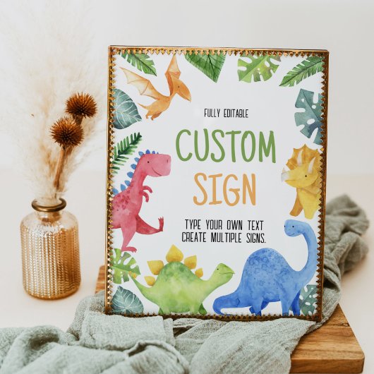 Poster Symbole de table de fête d'anniversaire des dinosa