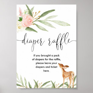 Poster Symbole de tombole cerf vert rose or