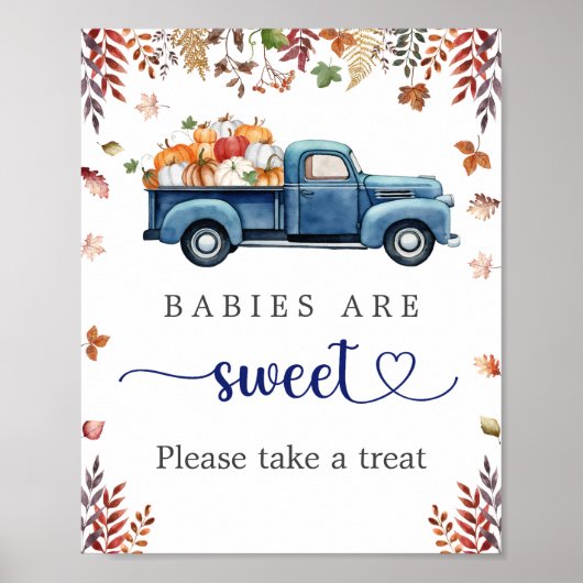 Poster SYMBOLE DE TRAITEMENT DU Baby shower Citrouille (Devant)