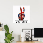 Poster symbole de victoire main royaume-uni texte britann (Bureau à domicile)