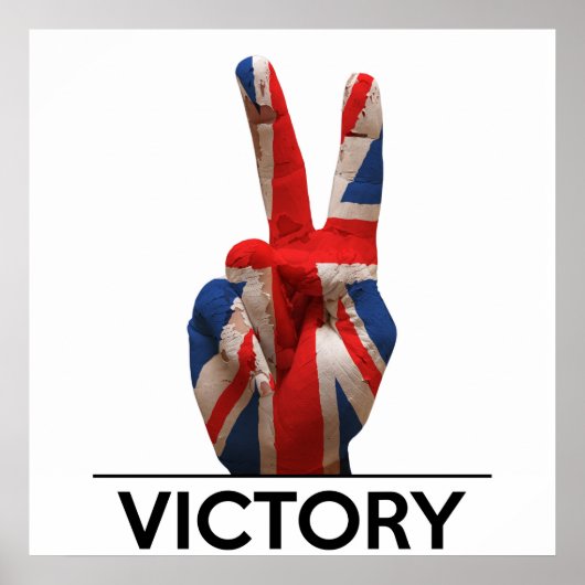 Poster symbole de victoire main royaume-uni texte britann (Devant)