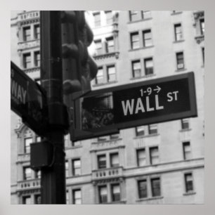 Poster Symbole de Wall Street Photographie noir et blanc
