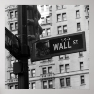 Poster Symbole de Wall Street Photographie noir et blanc