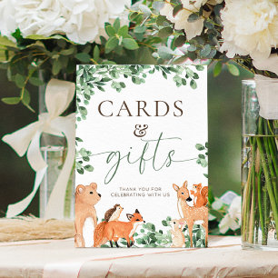 Poster Symbole des animaux de bois Cartes et cadeaux blan