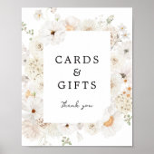 Poster Symbole des cartes et cadeaux floraux blancs (Devant)