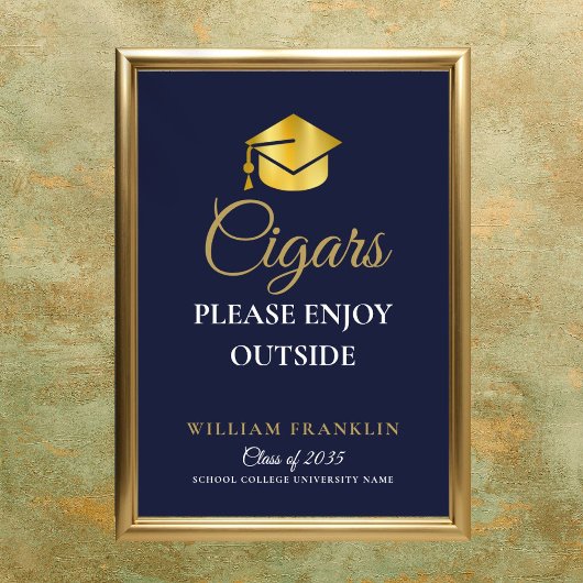 Poster Symbole des Cigares de la Marine Blue and Gold Gra