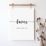 Poster Symbole des faveurs de calligraphie minimaliste<br><div class="desc">Cette calligraphie minimaliste privilégie le signe et est parfaite pour une douche mariage ou nuptiale rustique. Le design sobre et élégant présente une typographie de script classique et sophistiquée en noir et blanc.</div>