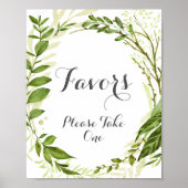 Poster Symbole des Faveurs Mariage Feuille Verte Rustique (Devant)