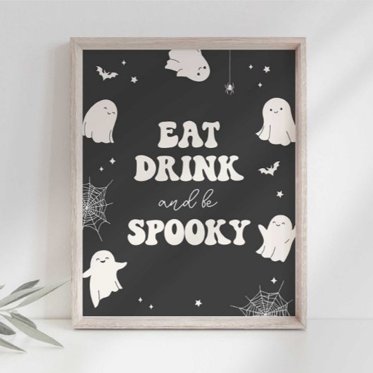 Poster Symbole d'Halloween éffrayant Ghost Eat Drink