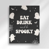 Poster Symbole d'Halloween éffrayant Ghost Eat Drink