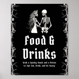 Poster Symbole d'Halloween gothique noir Squelette de nou