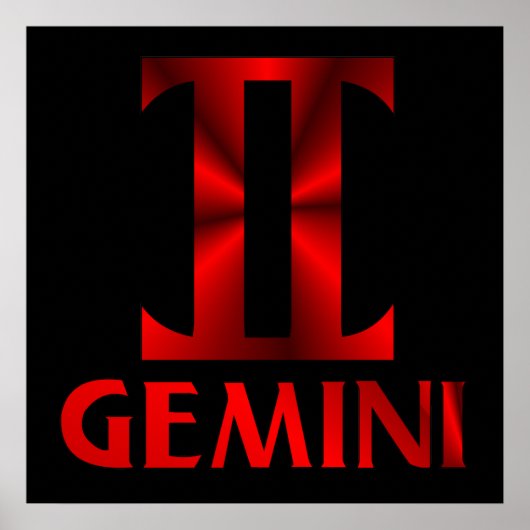 Poster Symbole d'horoscope Gemini rouge (Devant)