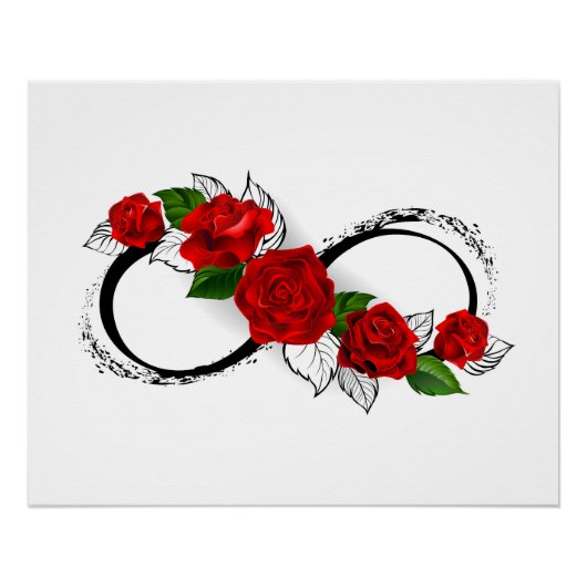Poster Symbole d'infini avec les roses rouges (Devant)