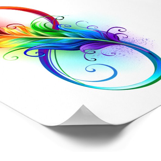 Poster Symbole d'infini avec plume arc-en-ciel (Coin)
