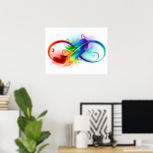 Poster Symbole d'infini avec plume arc-en-ciel (Bureau à domicile)
