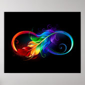 Poster Symbole d'infini avec plume arc-en-ciel (Devant)