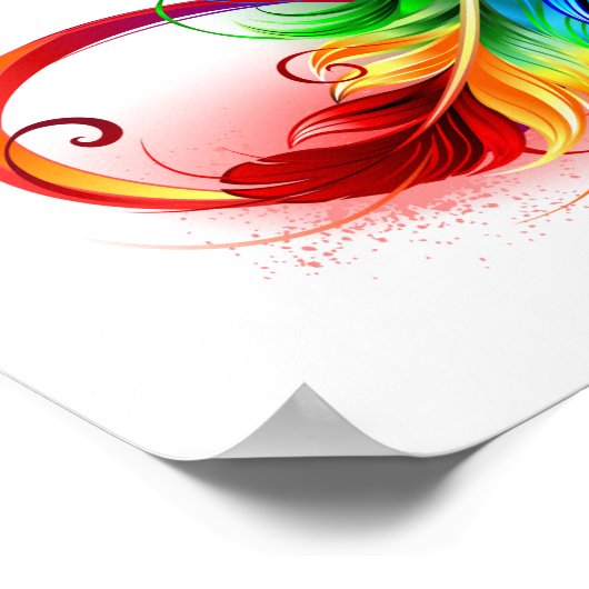 Poster Symbole d'infini avec plume arc-en-ciel (Coin)