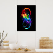 Poster Symbole d'infini avec plume arc-en-ciel (Cuisine)