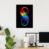 Poster Symbole d'infini avec plume arc-en-ciel (Bureau à domicile)