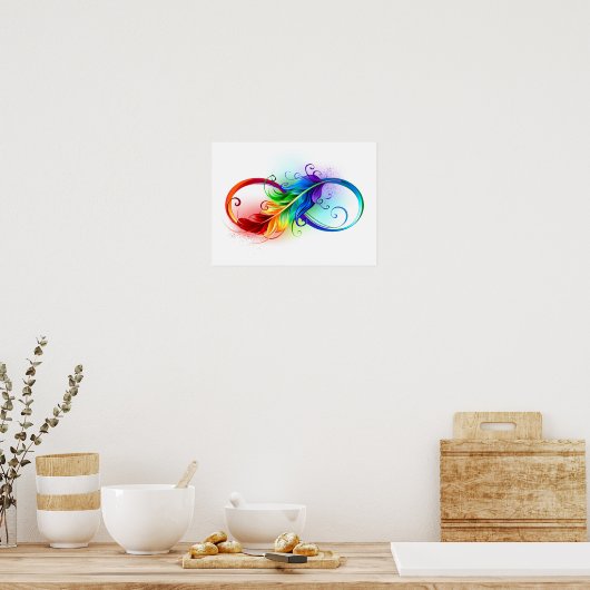 Poster Symbole d'infini avec plume arc-en-ciel (Cuisine)