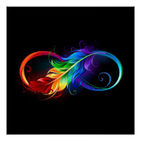 Symbole d'infini avec plume arc-en-ciel