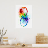 Poster Symbole d'infini avec plume arc-en-ciel (Cuisine)