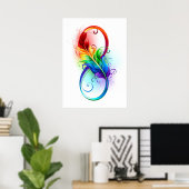 Poster Symbole d'infini avec plume arc-en-ciel (Bureau à domicile)