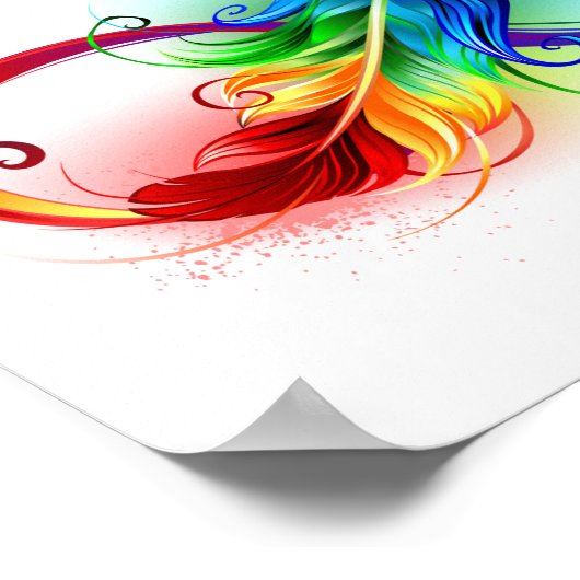 Poster Symbole d'infini avec plume arc-en-ciel (Coin)