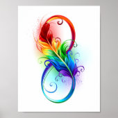Poster Symbole d'infini avec plume arc-en-ciel (Devant)