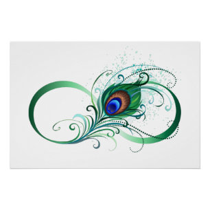 Poster Symbole d'infini avec plume de paon