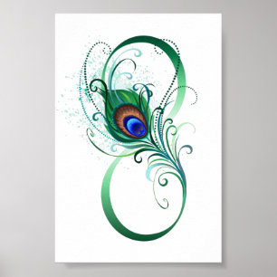 Poster Symbole d'infini avec plume de paon