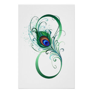 Poster Symbole d'infini avec plume de paon
