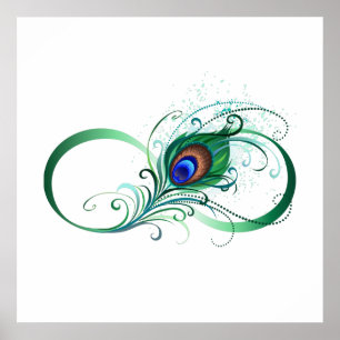 Poster Symbole d'infini avec plume de paon