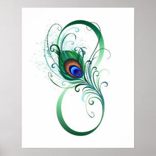 Poster Symbole d'infini avec plume de paon