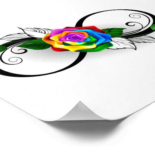 Poster Symbole d'infini avec Rose arc-en-ciel (Coin)
