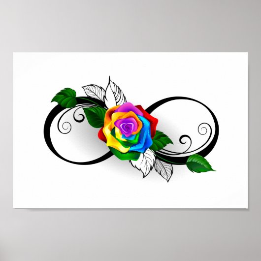 Poster Symbole d'infini avec Rose arc-en-ciel (Devant)